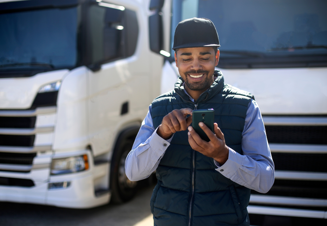 driver checking mobile phone